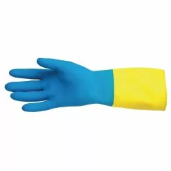 MAPA Alto 405 Liquid-Proof Heavy-Duty Janitorial Gloves Blue And Yellow Medium - FA296-M